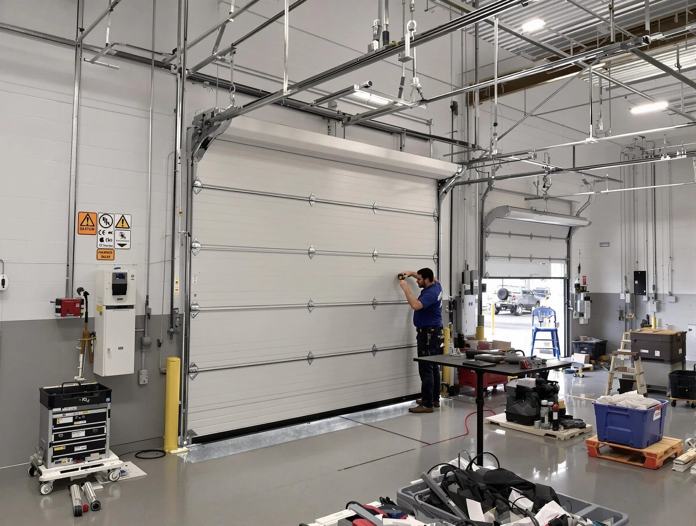 Commercial garage door repair being performed by Grantsville Garage Door Repair expert in Grantsville