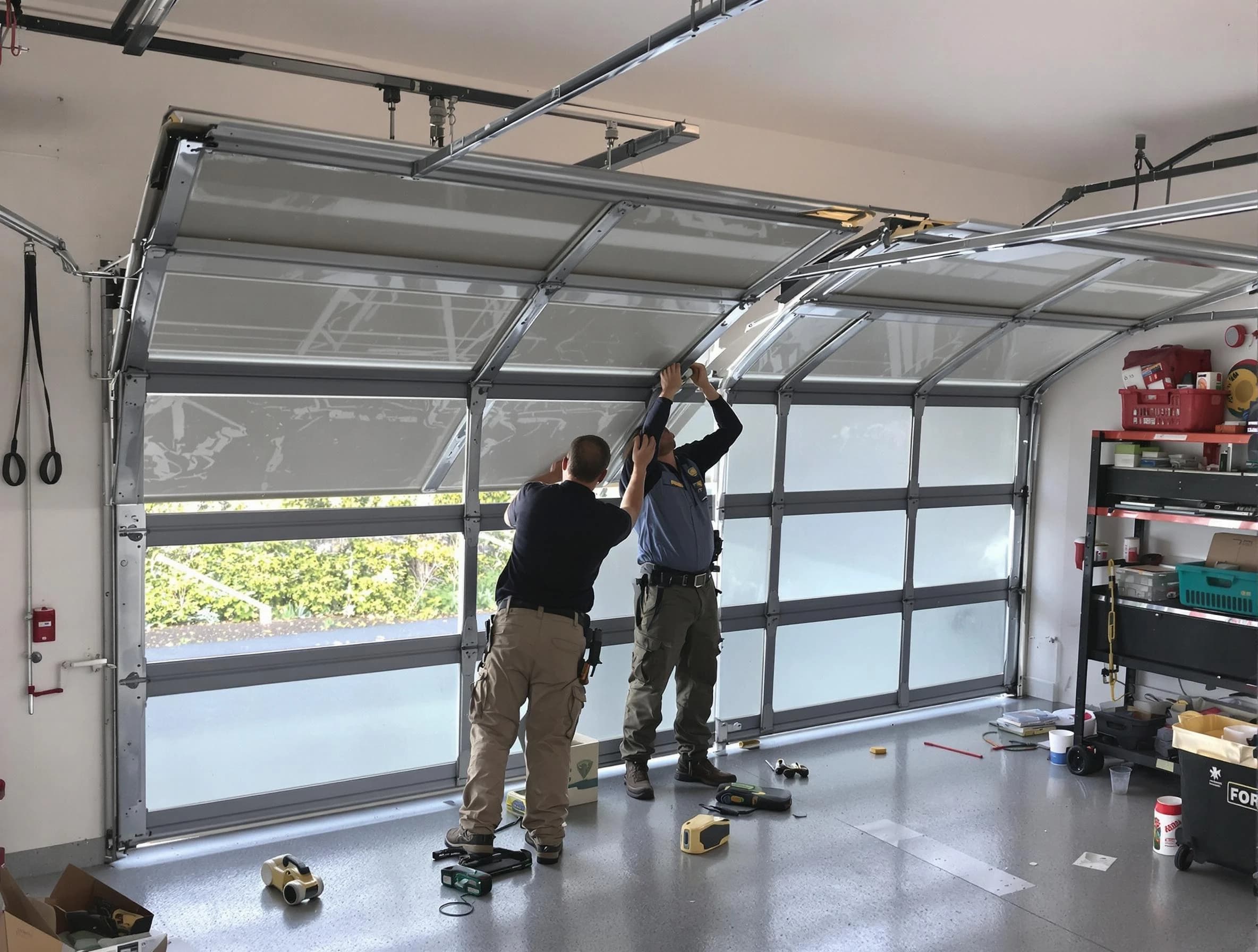 Grantsville Garage Door Repair expert performing precise panel replacement on Grantsville garage door