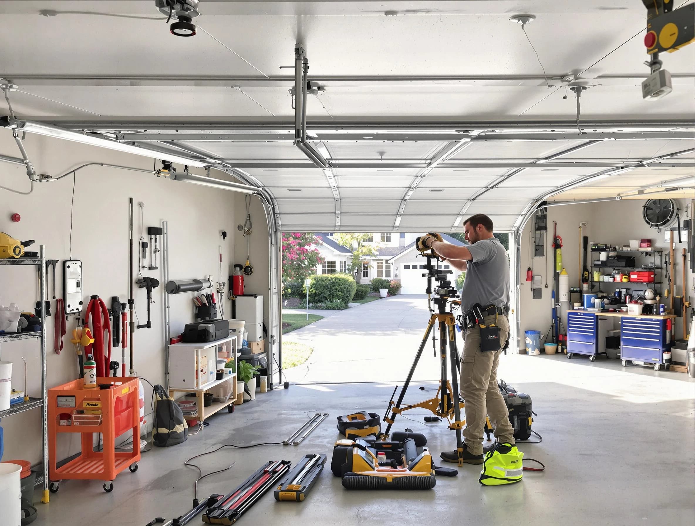 Grantsville Garage Door Repair specialist performing laser-guided track alignment in Grantsville